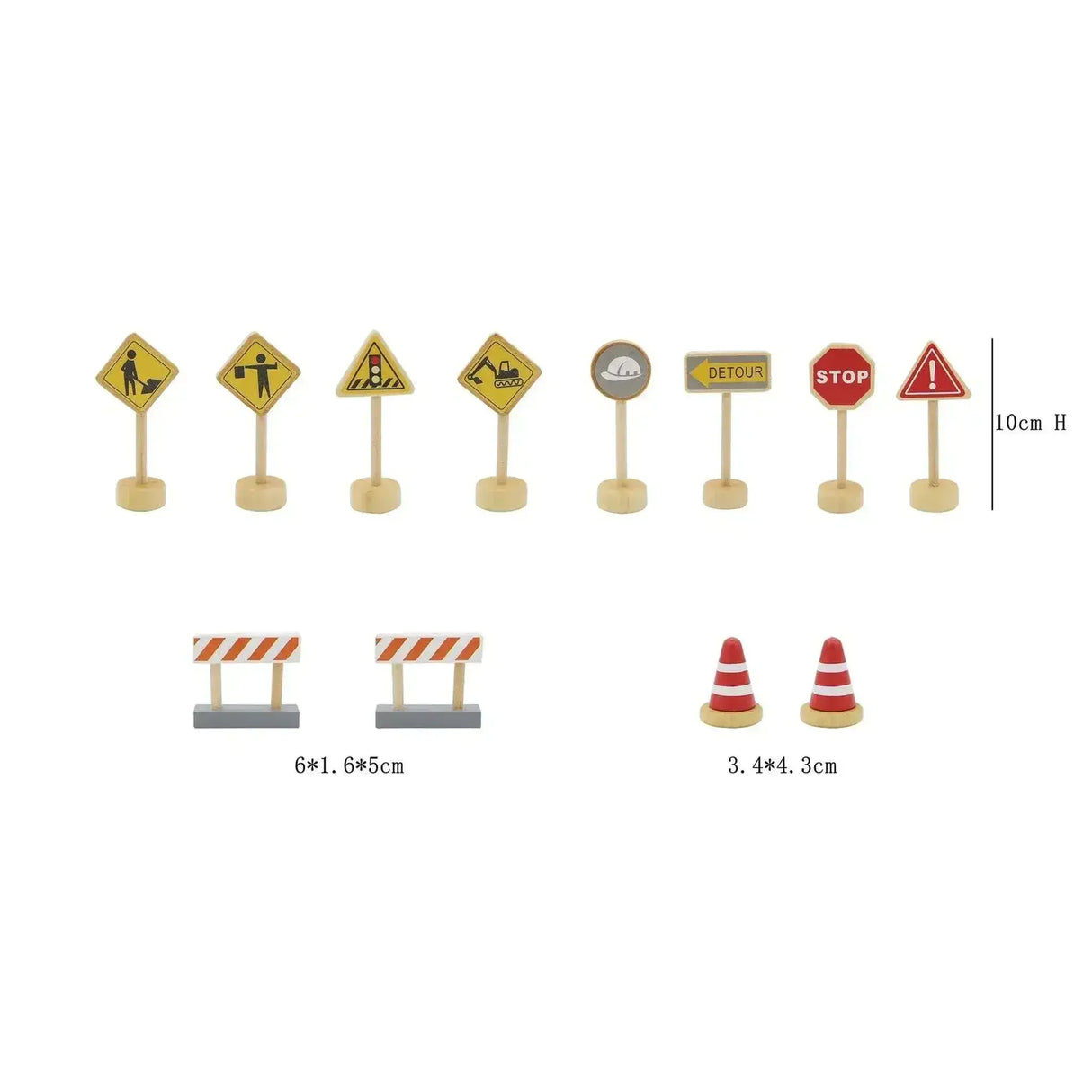 Wooden Construction Road Sign - Toybox Tales