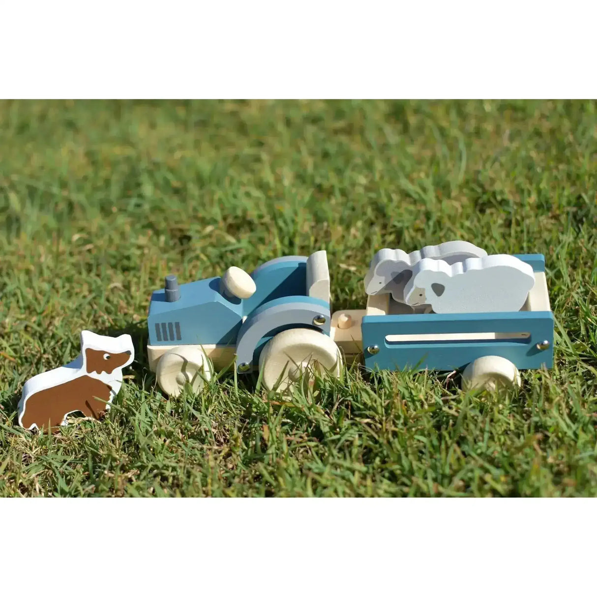 Wooden Tractor With Sheep Dog - Toybox Tales