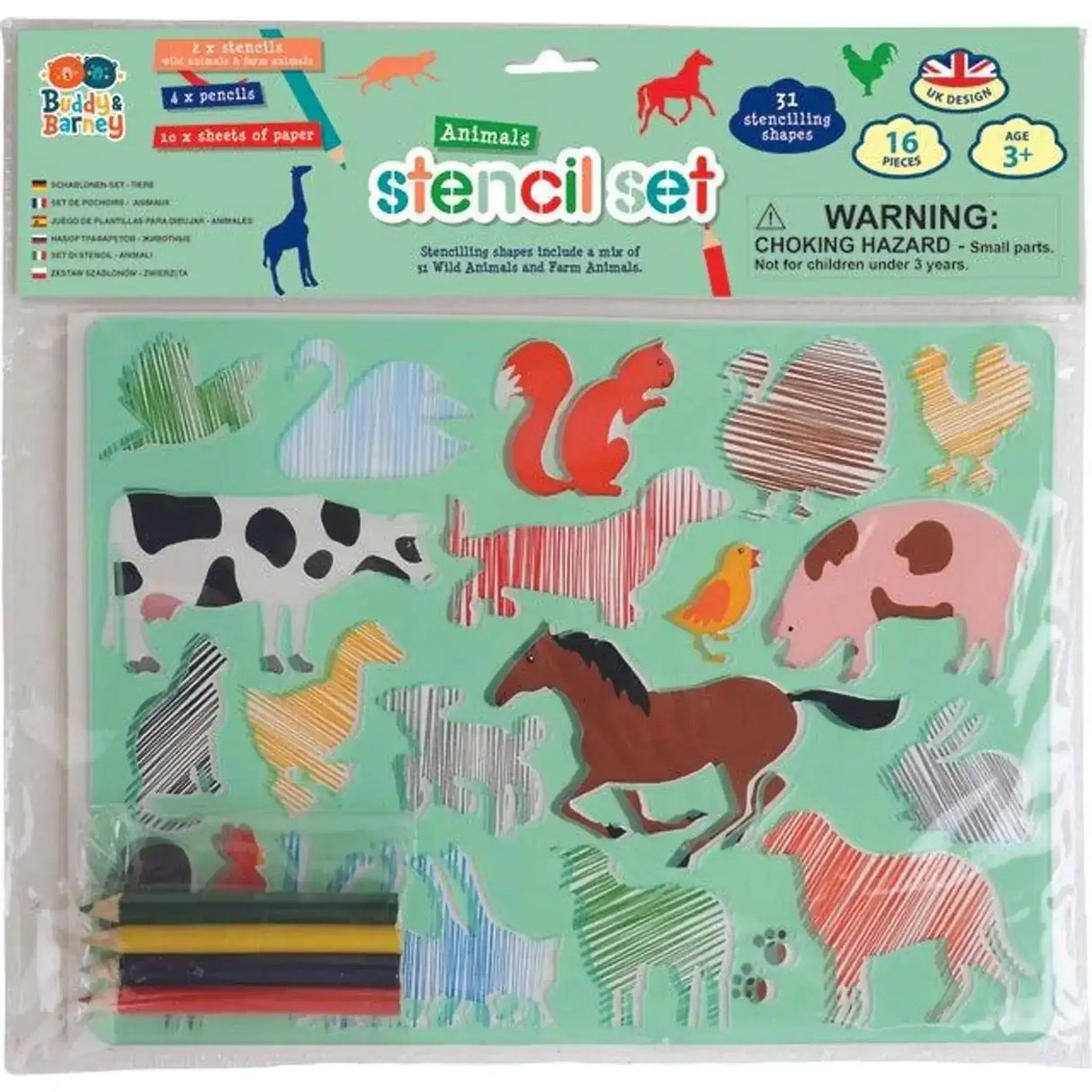 Animals Stencil and Pencil Set - Toybox Tales