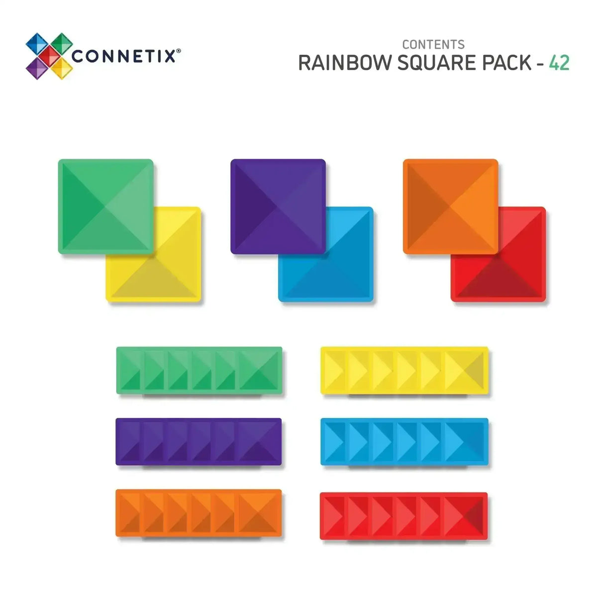 Connetix Rainbow Square Pack 42 Piece - Toybox Tales