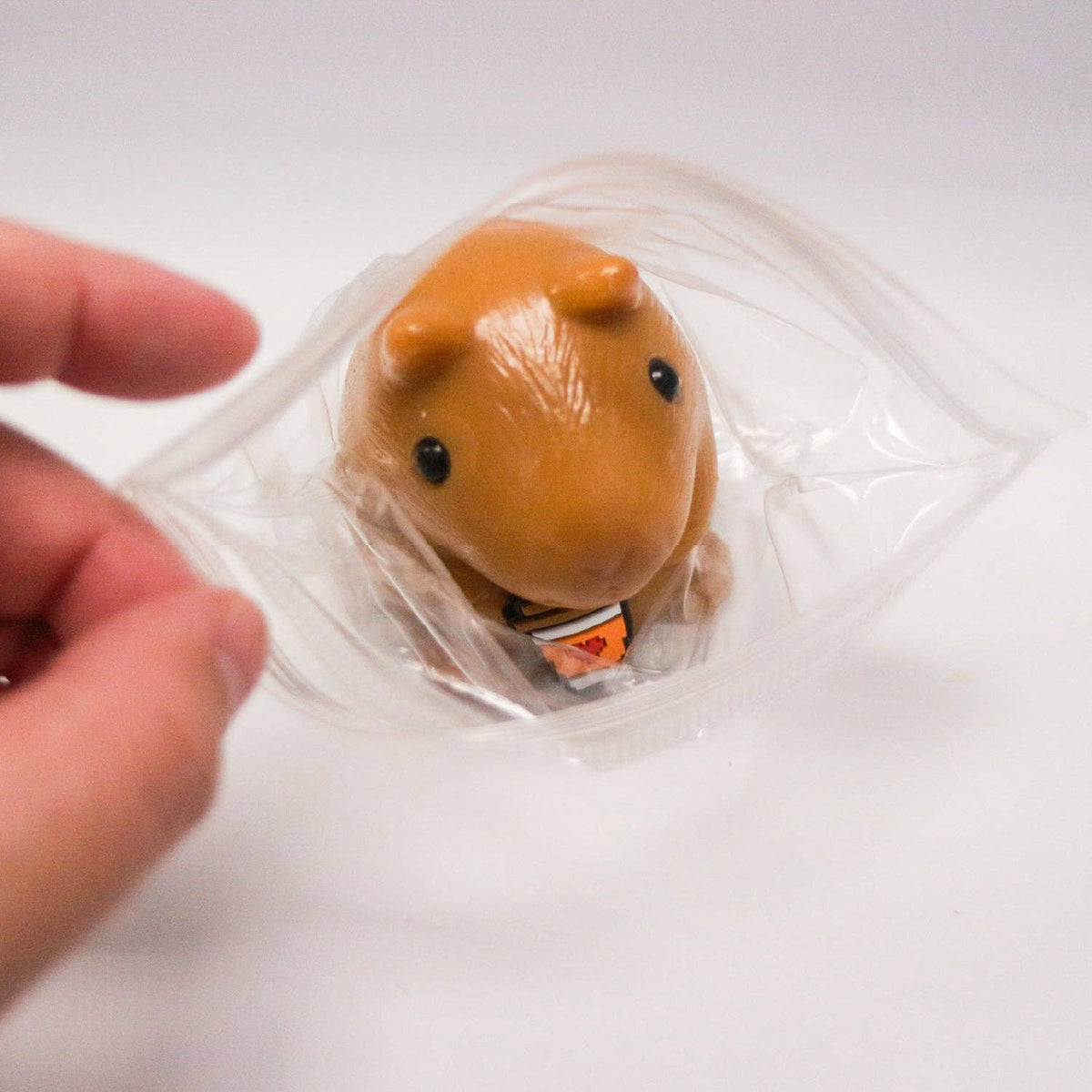 Squeezy Capybara Buddy stretched to show it returns to shape