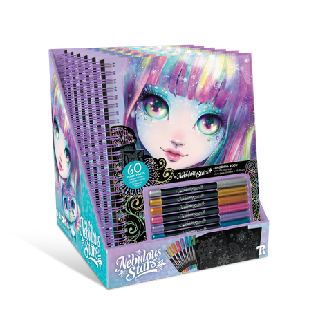 Nebulous Stars Black Pages Colouring Book Isadora with metallic gel pens