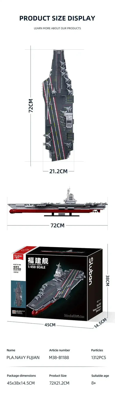 Sluban | Aircraft Carrier Fujian 1:450 Scale 1312Pcs - Toybox Tales