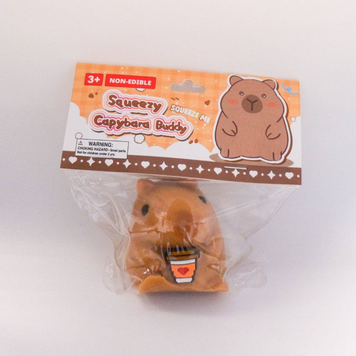 Squeezy Capybara Buddy shown from the side, approx 6cm tall