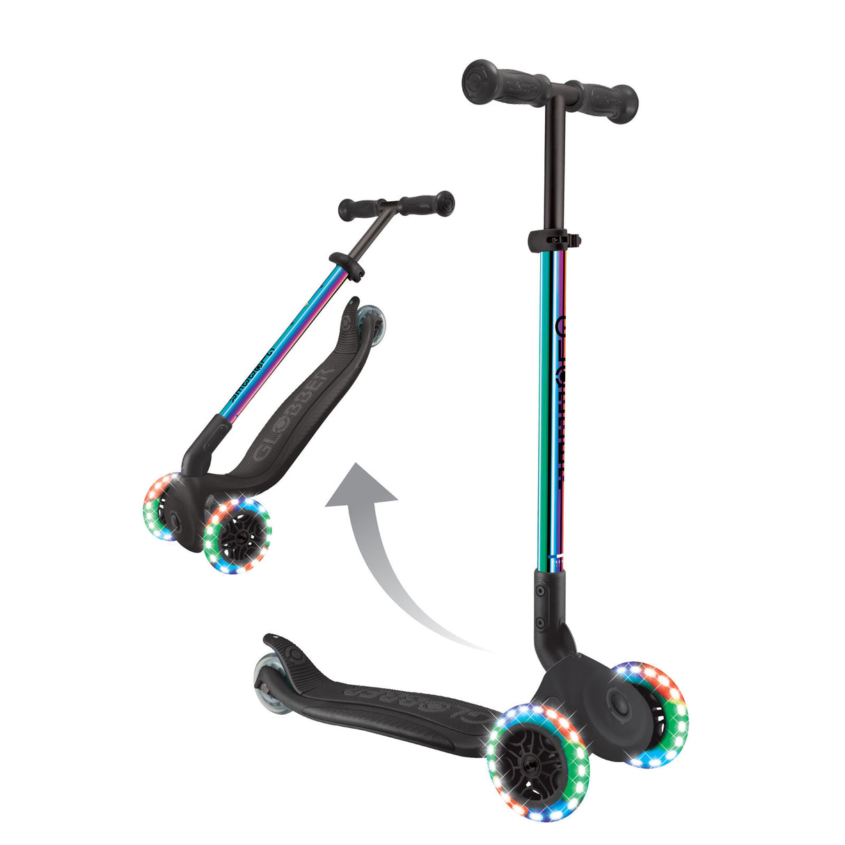 Globber Primo Foldable Lights 3 Wheel Kids Scooter