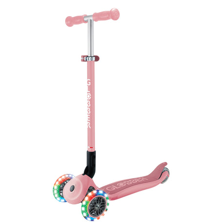 Globber Primo Foldable Lights 3 Wheel Kids Scooter - Pastel Pink