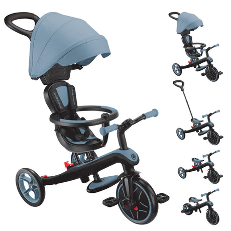Globber Explorer Trike 4in1 2026 - Ash Blue - all four modes