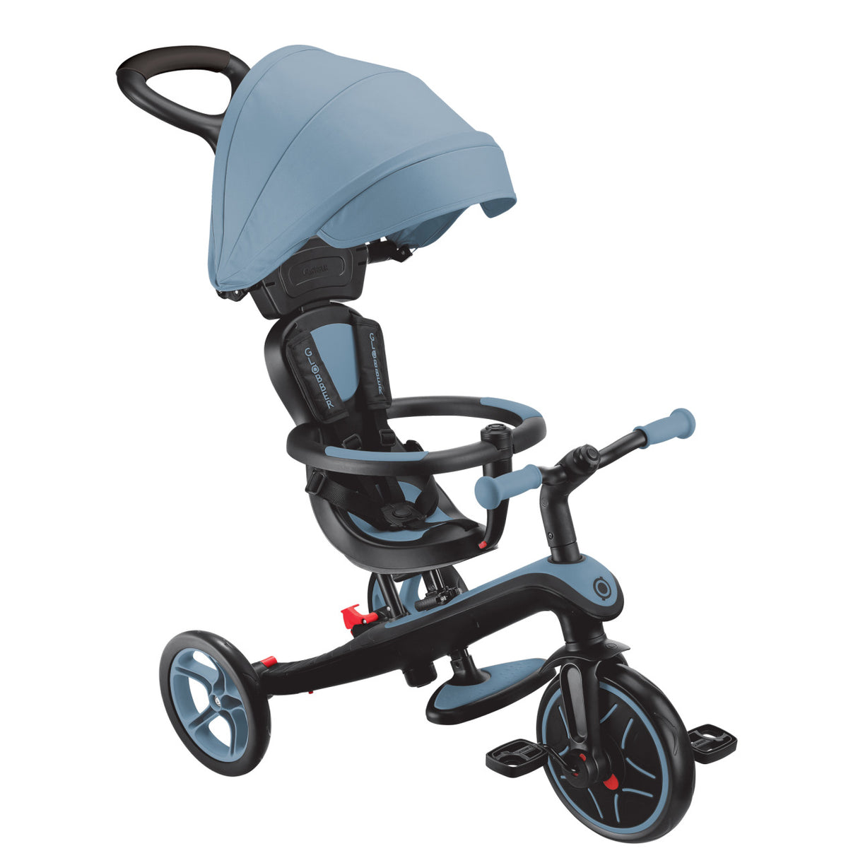 Globber Explorer Trike 4in1 2026 - Ash Blue - front view