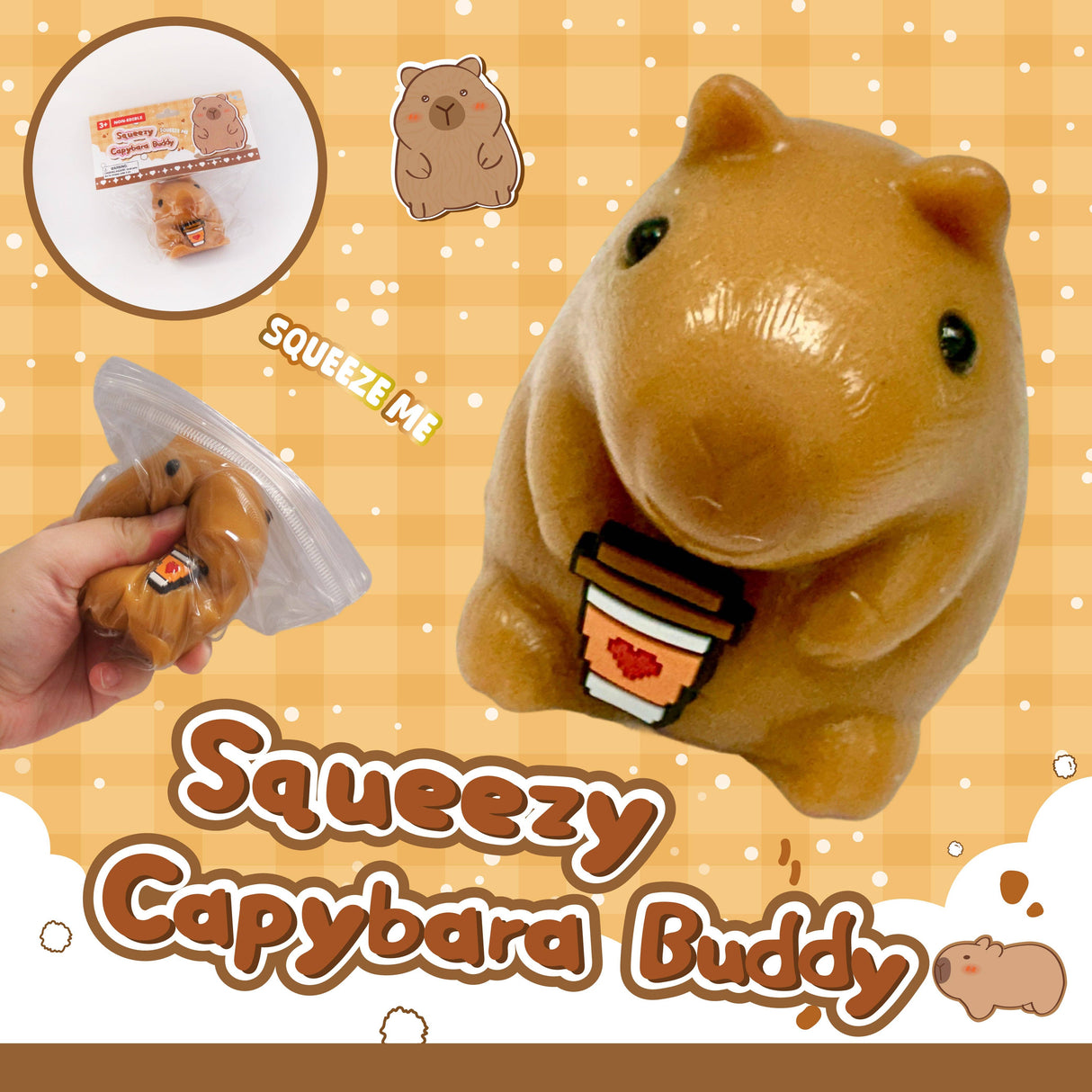 Squeezy Capybara Buddy soft stretchy capybara fidget toy