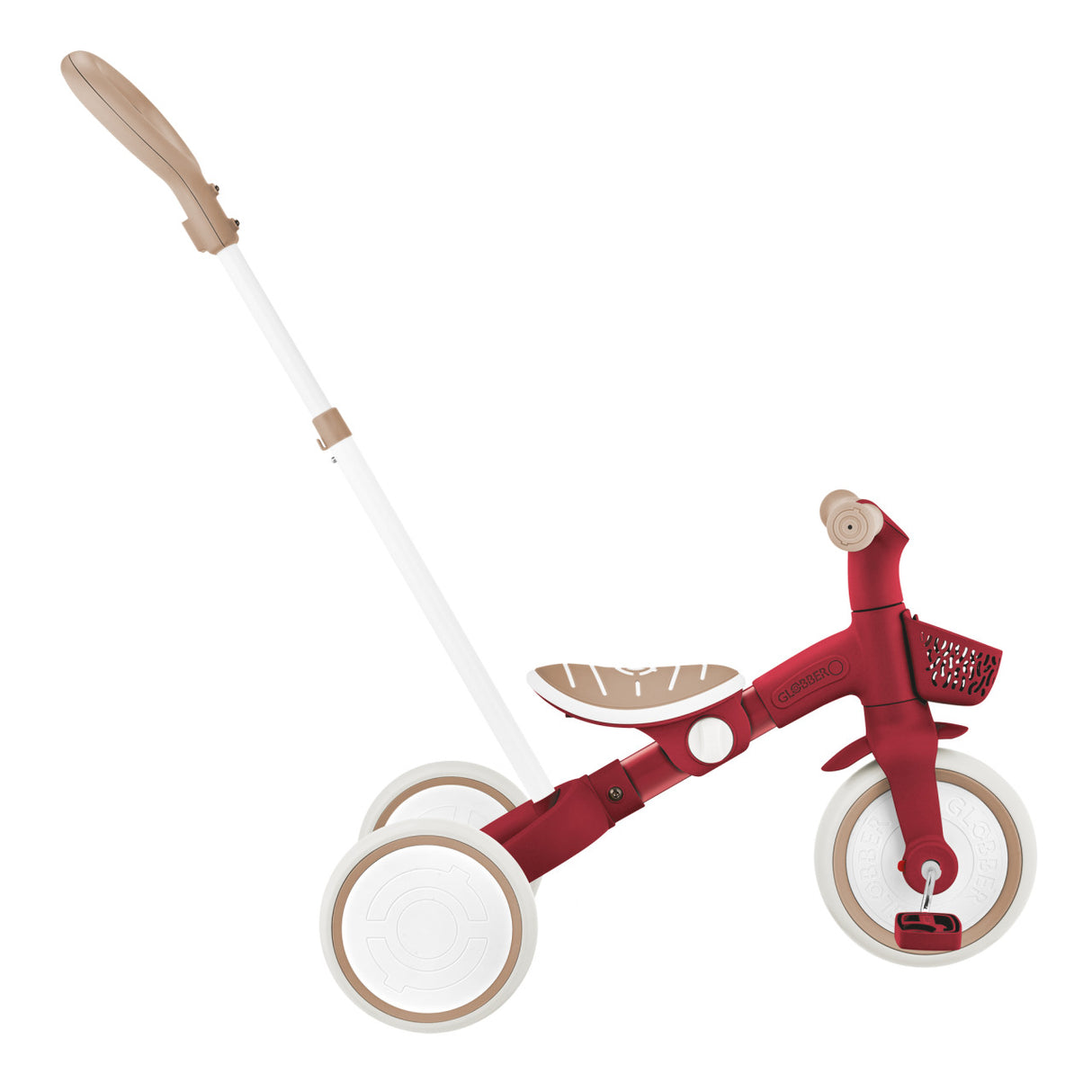 Globber Learning Trike 3in1 Plus Ecologic - Vintage Red - push trike mode