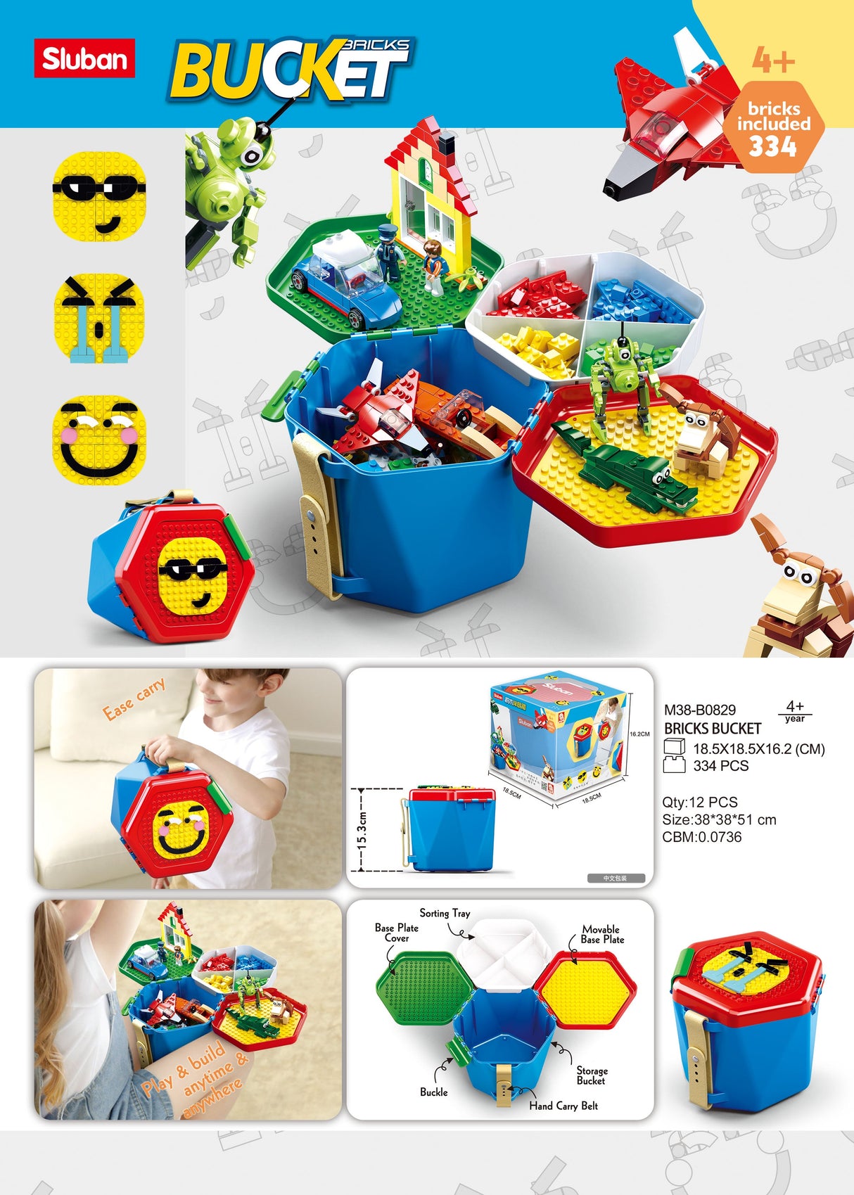 Sluban | Bricks Bucket 334 Pieces - Toybox Tales