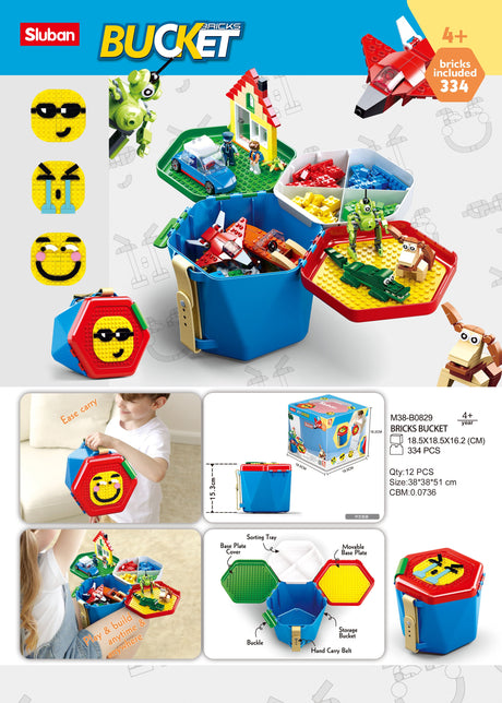 Sluban | Bricks Bucket 334 Pieces - Toybox Tales