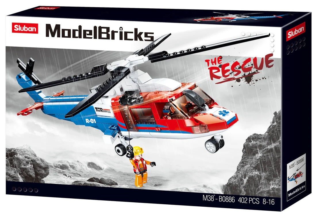 Sluban | Model Bricks | Sea Rescue Helicopter 402 Pcs