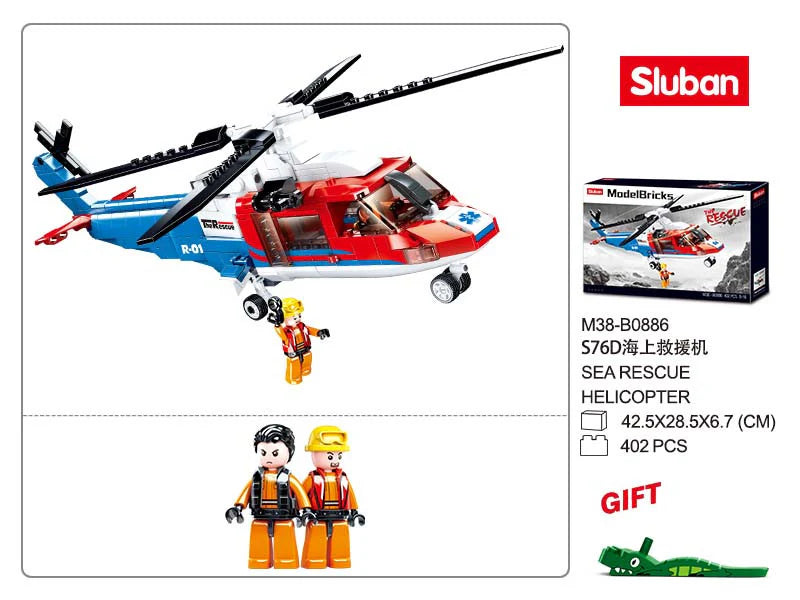 Sluban | Model Bricks | Sea Rescue Helicopter 402 Pcs