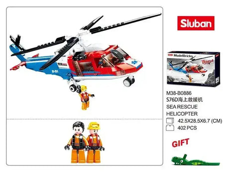 Sluban | Model Bricks | Sea Rescue Helicopter 402 Pcs - Toybox Tales