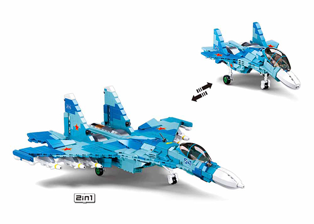 Sluban | Model Bricks Su-27 Fighter 2 In 1 1040 Pcs