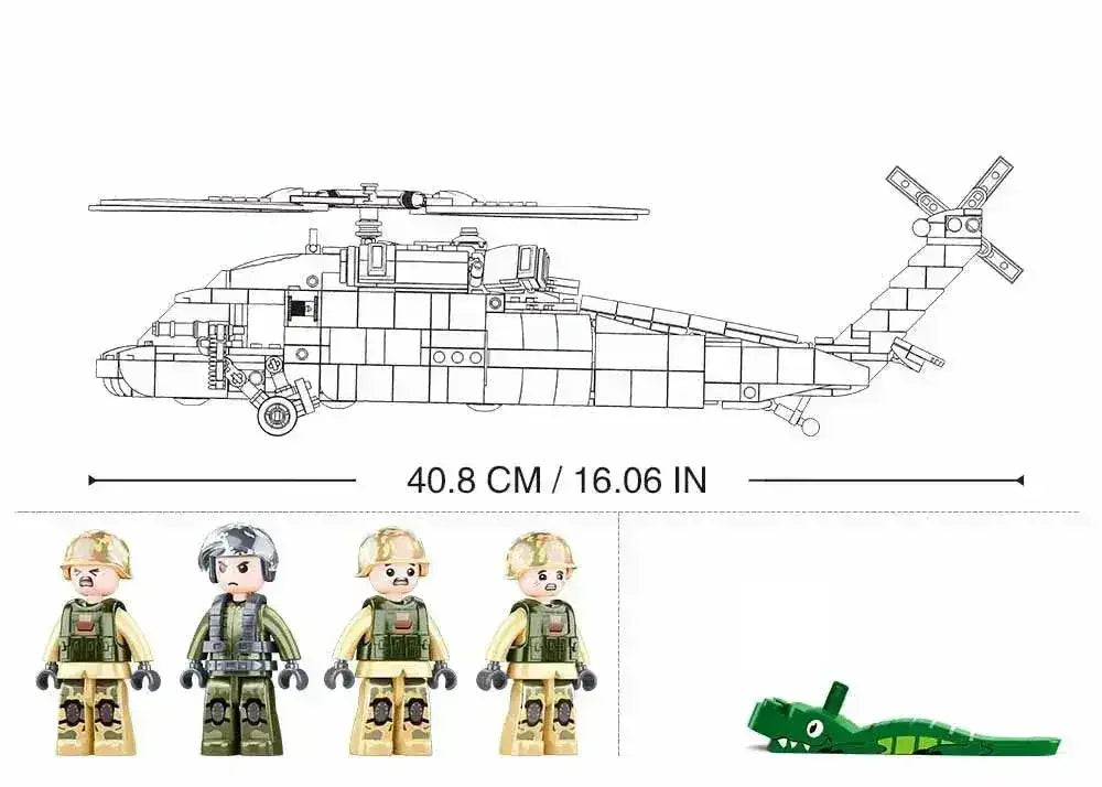 Sluban | Model Bricks | Helicopter Black Hawk 692 Pcs - Toybox Tales