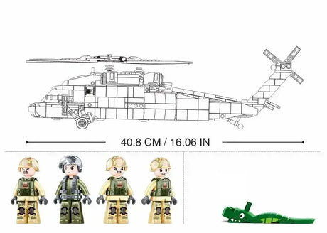 Sluban | Model Bricks | Helicopter Black Hawk 692 Pcs - Toybox Tales