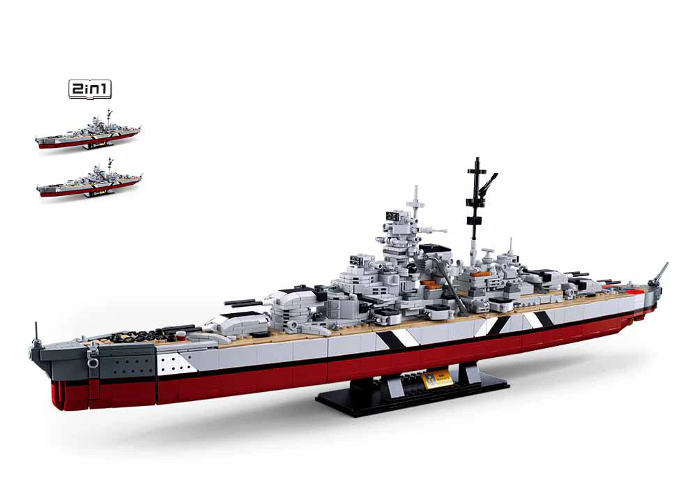 Sluban | Model Bricks | Bismarck Battleship (2 in 1) 1849 Pcs