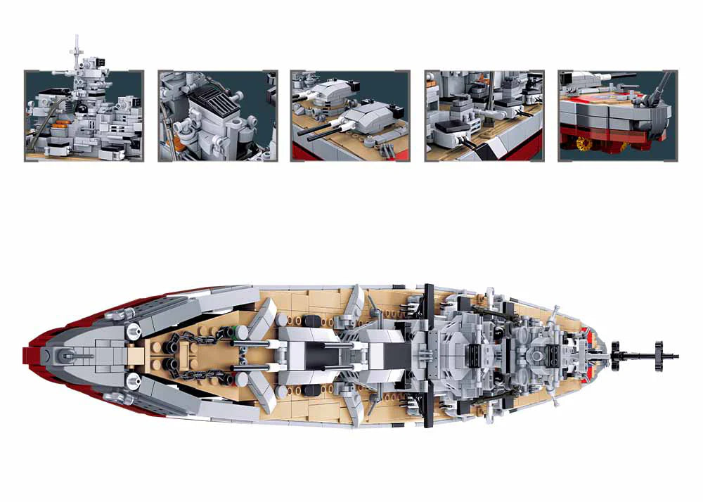 Sluban | Model Bricks | Bismarck Battleship (2 in 1) 1849 Pcs