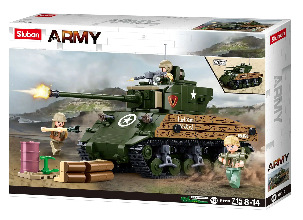 Sluban | WW2 M4A3 Medium Tank 715pcs