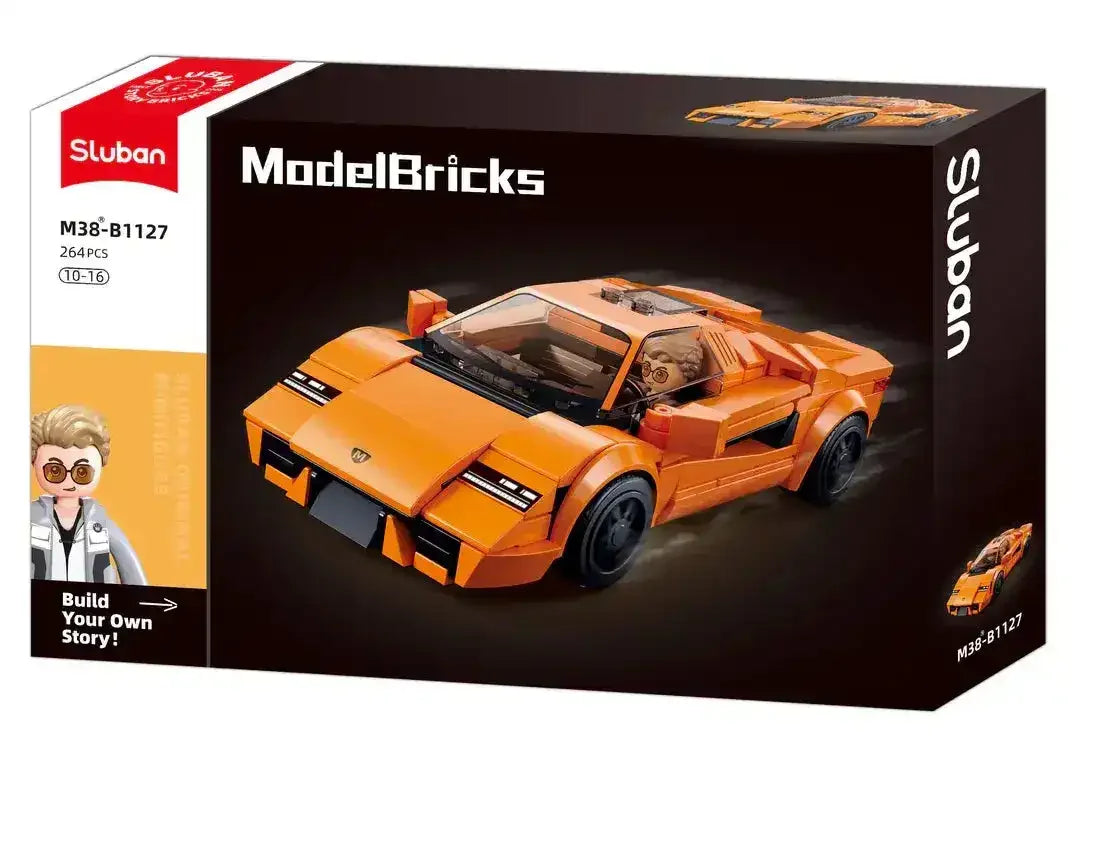 Sluban | Model Bricks | 2020 Sports Car Orange Scale 1:32 264 Pcs - Toybox Tales