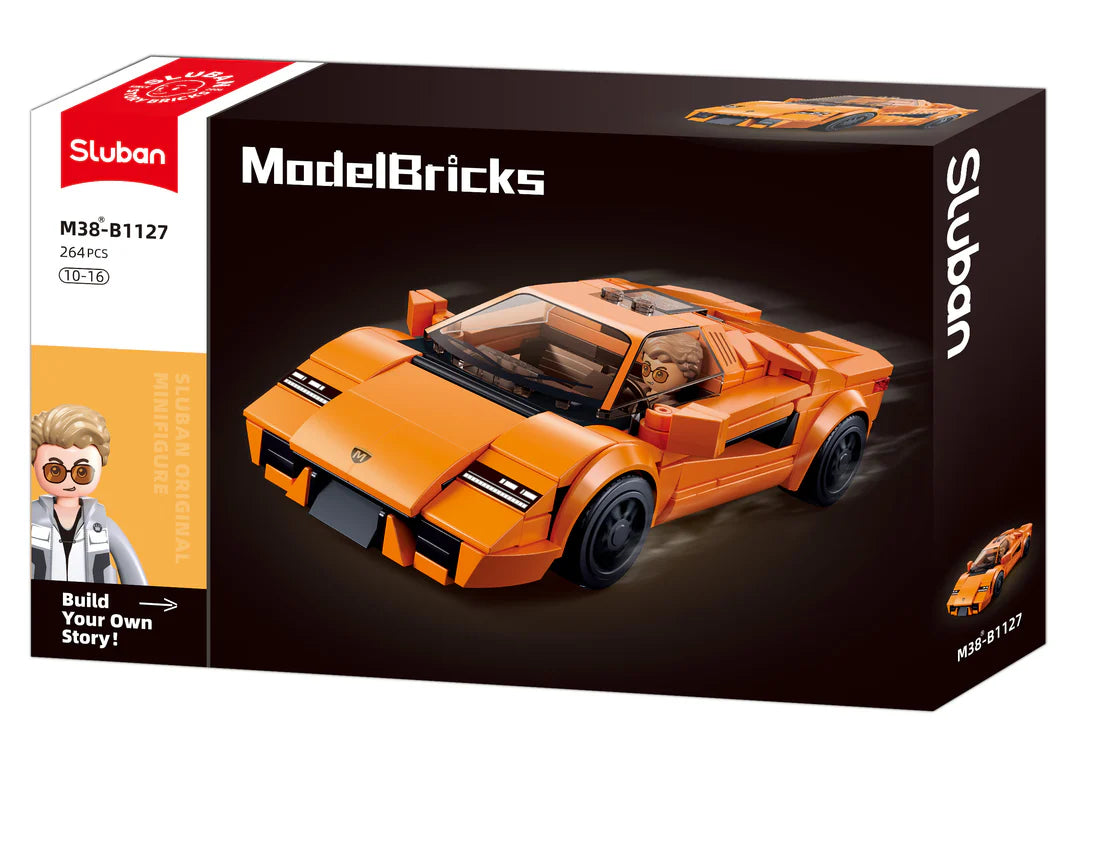 Sluban | Model Bricks | 2020 Sports Car Orange Scale 1:32 264 Pcs