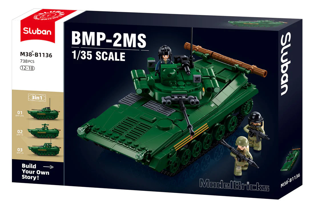 Sluban | Model Bricks | BMP Infantry Fighting Tank (IFV) (3 in 1) Scale 1:35 738 Pcs