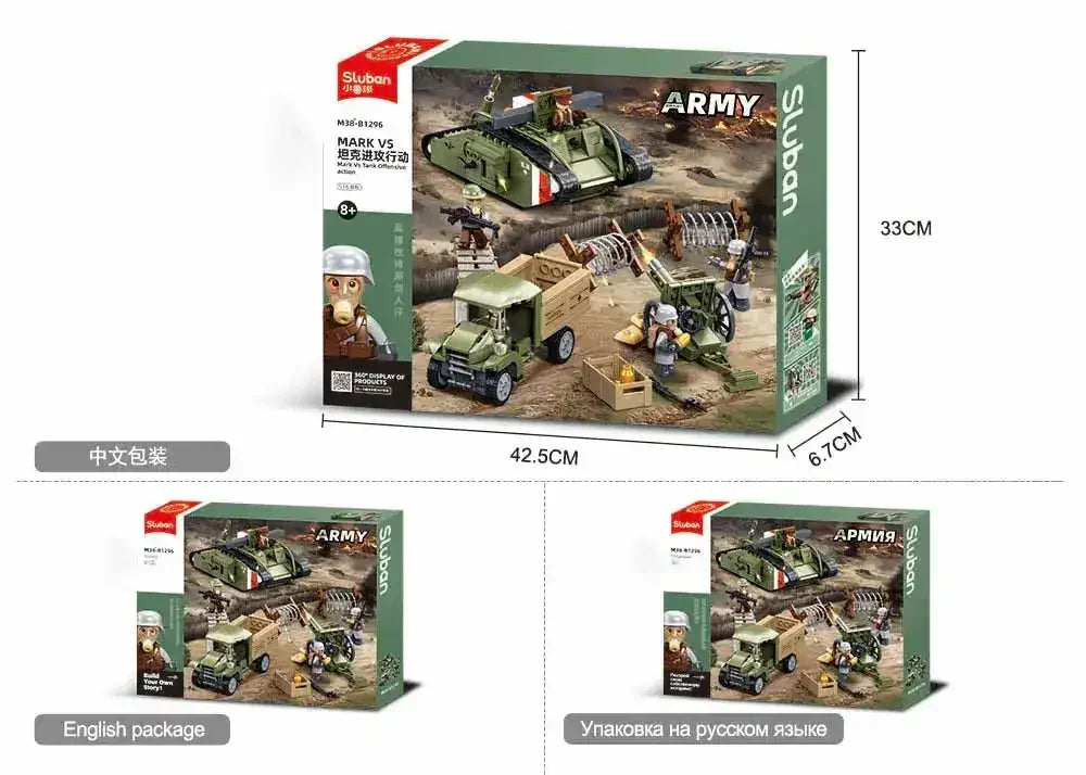 Sluban | Army WW1 Mark v Tank Offensive 516 Pieces