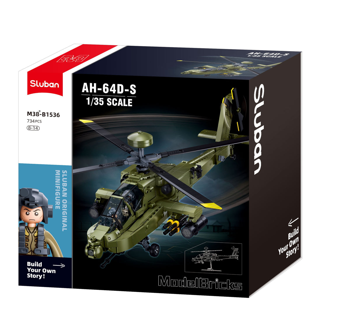 Sluban - AH-64D Apache Scale 1:44 728 Pcs