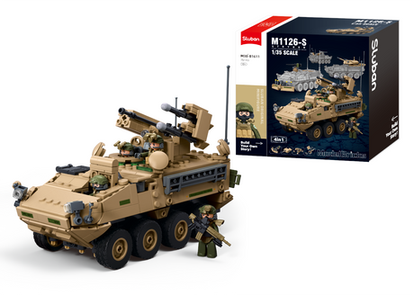 Sluban Stryker model showing armour panel and wheel detail