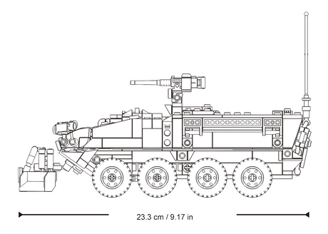 Sluban M1126 Stryker 1:35 scale brick model side view