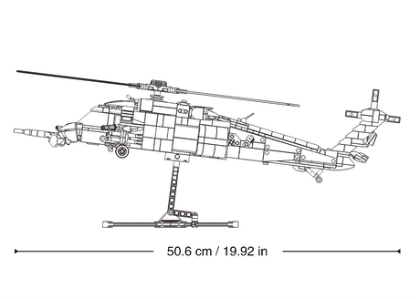 Sluban HH-60G Pave Hawk rescue helicopter brick model rear view