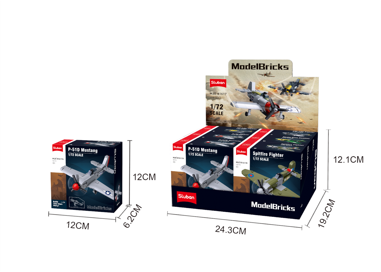 Sluban WW2 fighter plane small brick model detail