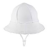 Toddler Bucket Hat Ruffle Trim - White
