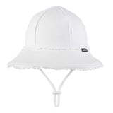 Toddler Bucket Hat Ruffle Trim - White