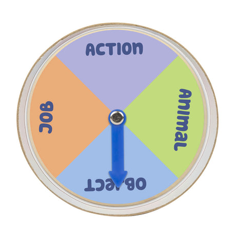 Bluey Wooden Charades category spinner with Action, Object, Job and Animal