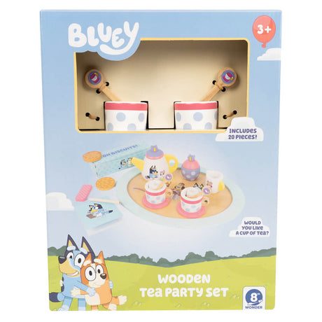 Bluey Wooden Tea Party Set in its retail packaging