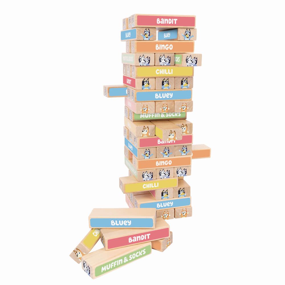 Bluey Wooden Tumbling Tower - Toybox Tales
