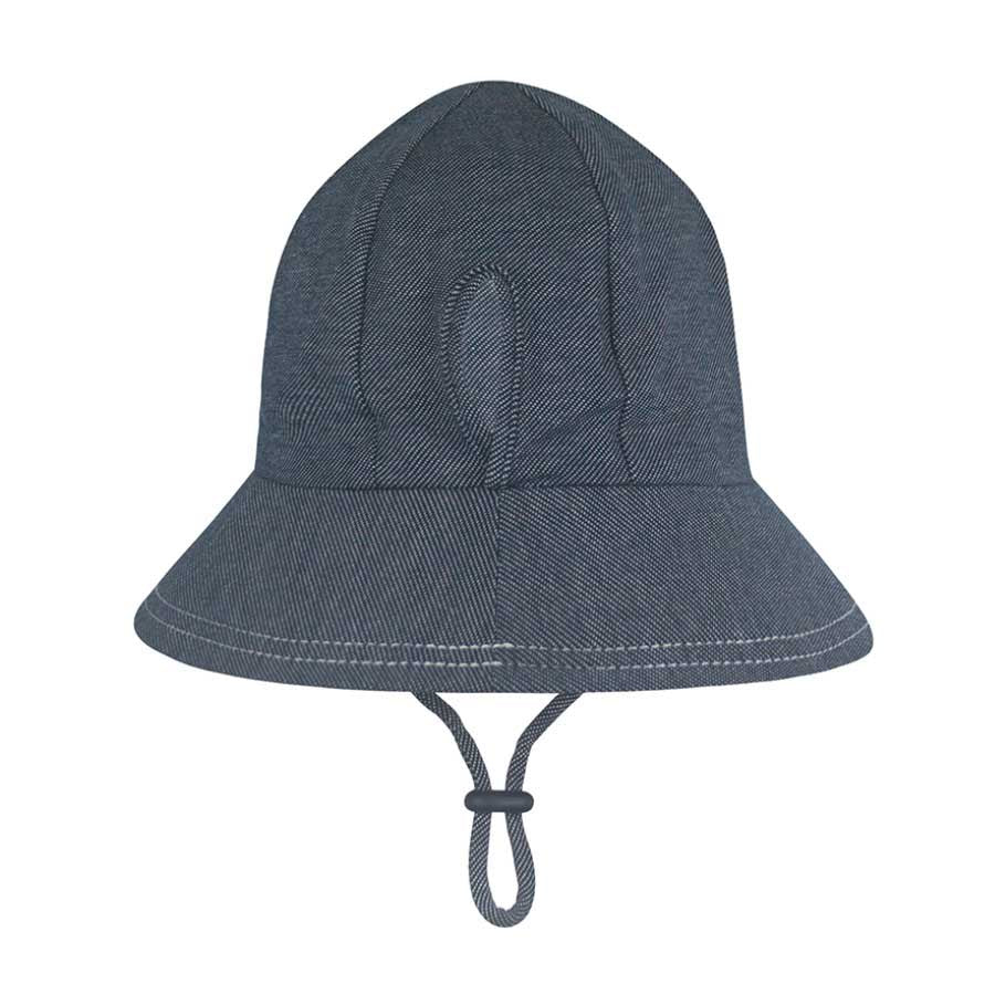 Ponytail Bucket Hat with Strap - Denim