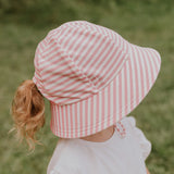 Kids Ponytail Bucket Sun Hat - Pink Stripe - Toybox Tales