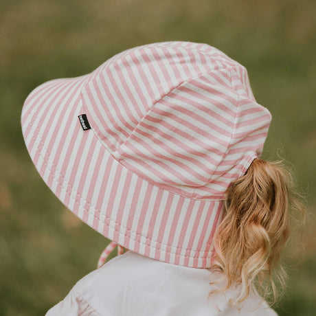 Kids Ponytail Bucket Sun Hat - Pink Stripe - Toybox Tales