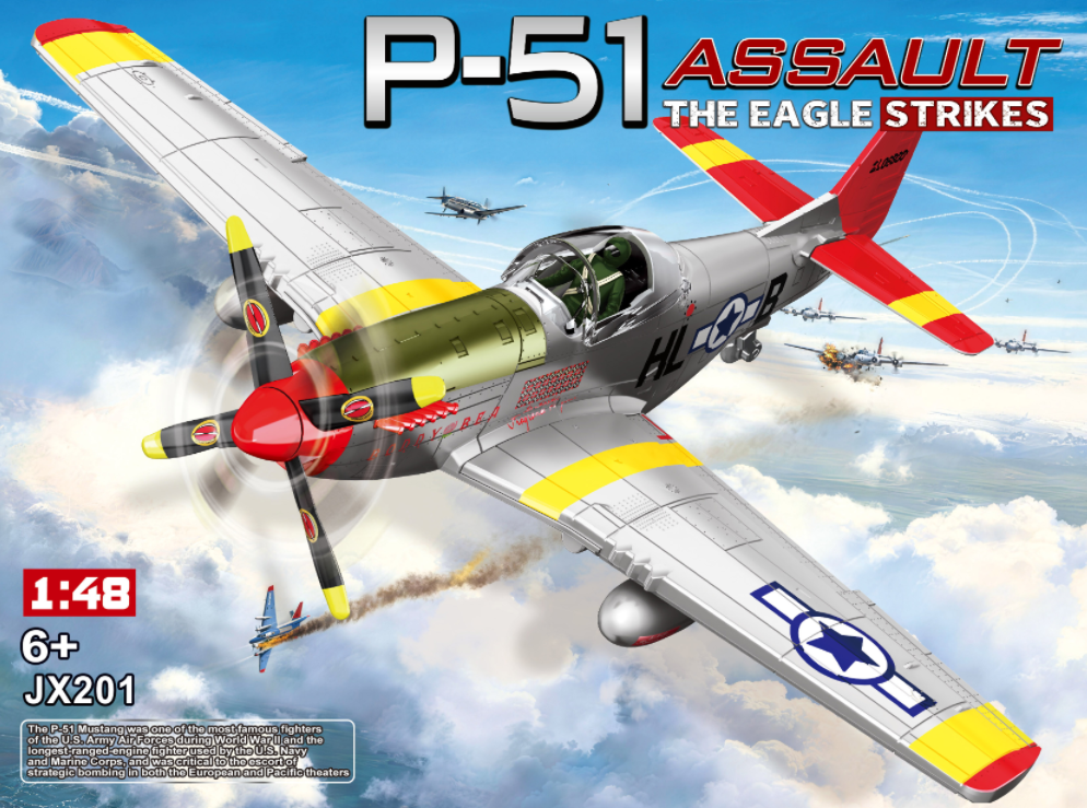 P-51 Mustang 1:48 click build model with red markings