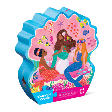 Crocodile Creek Classic Floor Puzzle 36 Piece Mermaid Dreams box and puzzle