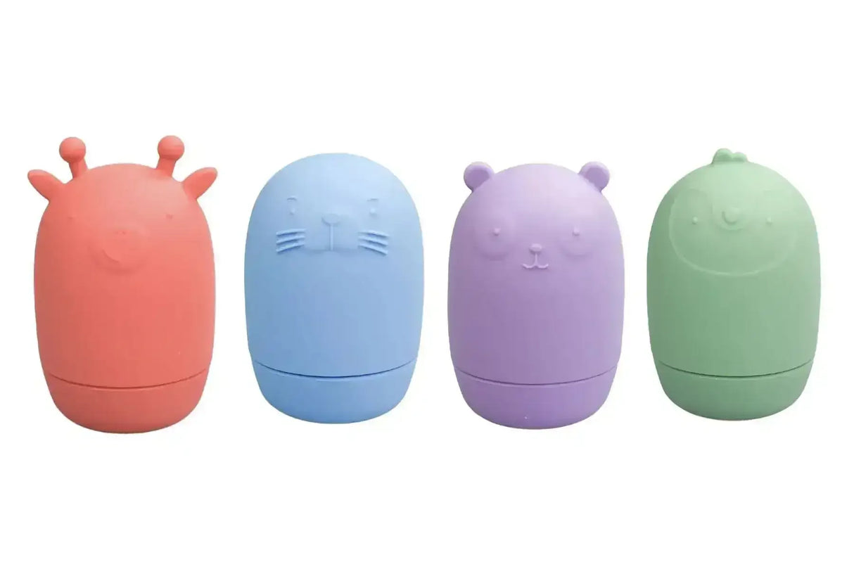 Silicone Safari Splash Animal Pourers 4 Piece Set- Brights - Toybox Tales