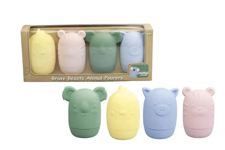 Silicone Brave Beasts Animal Pourers 4 Piece Set- Pastel - Toybox Tales
