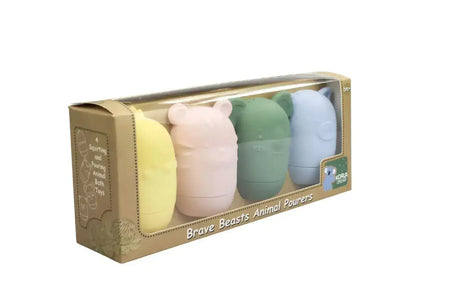 Silicone Brave Beasts Animal Pourers 4 Piece Set- Pastel - Toybox Tales