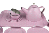 Pink Tin Tea Set In Suitcase 15 Piece