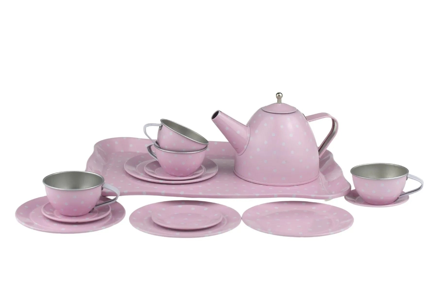 Pink Tin Tea Set In Suitcase 15 Piece