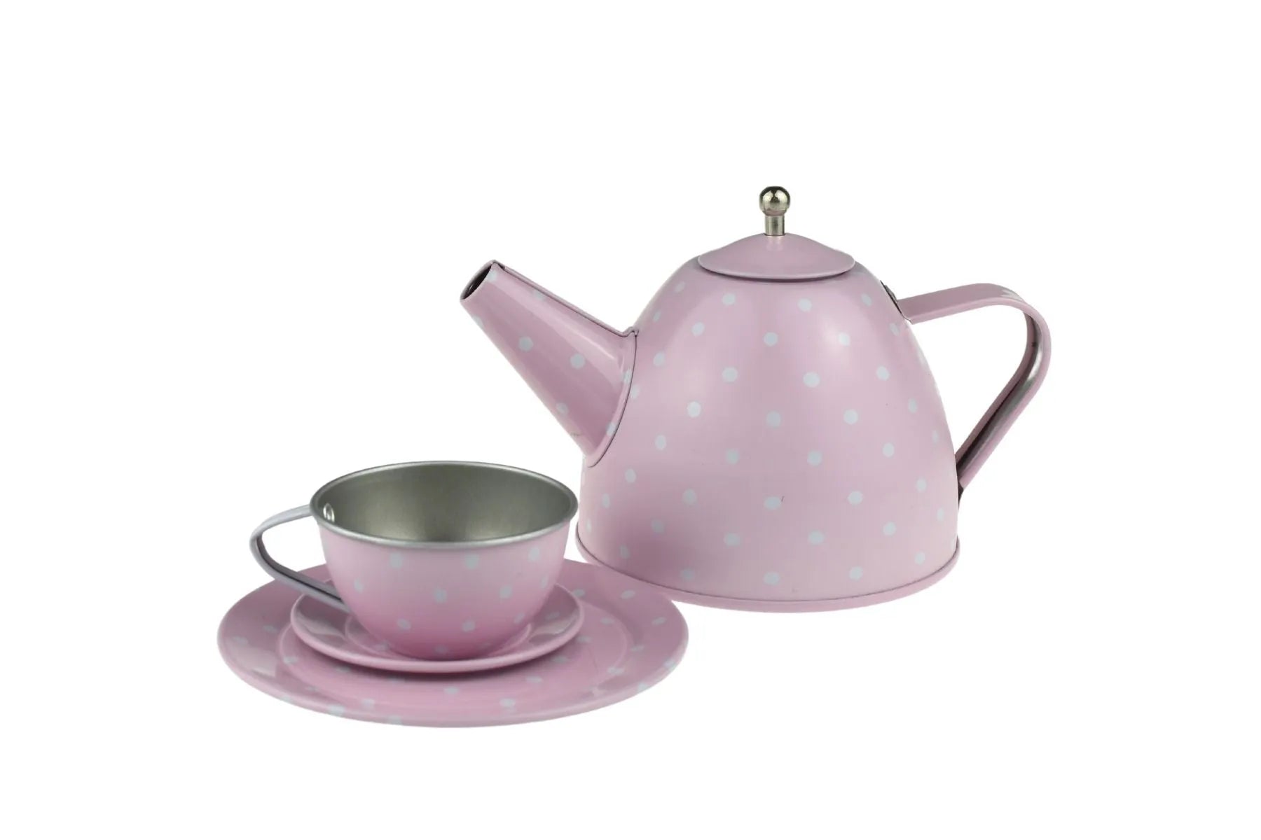 Pink Tin Tea Set In Suitcase 15 Piece